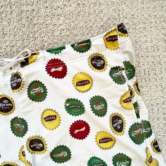 Mens Beer Cap Swim Trunks Board Shorts Sz 38 Corona Heineken Spring Break Party - Picture 3 of 11